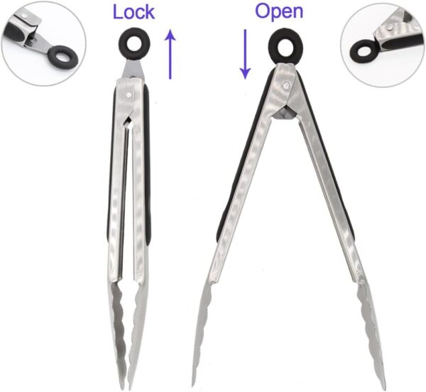 Stainless Steel Kitchen Cooking Tongs - Image 4